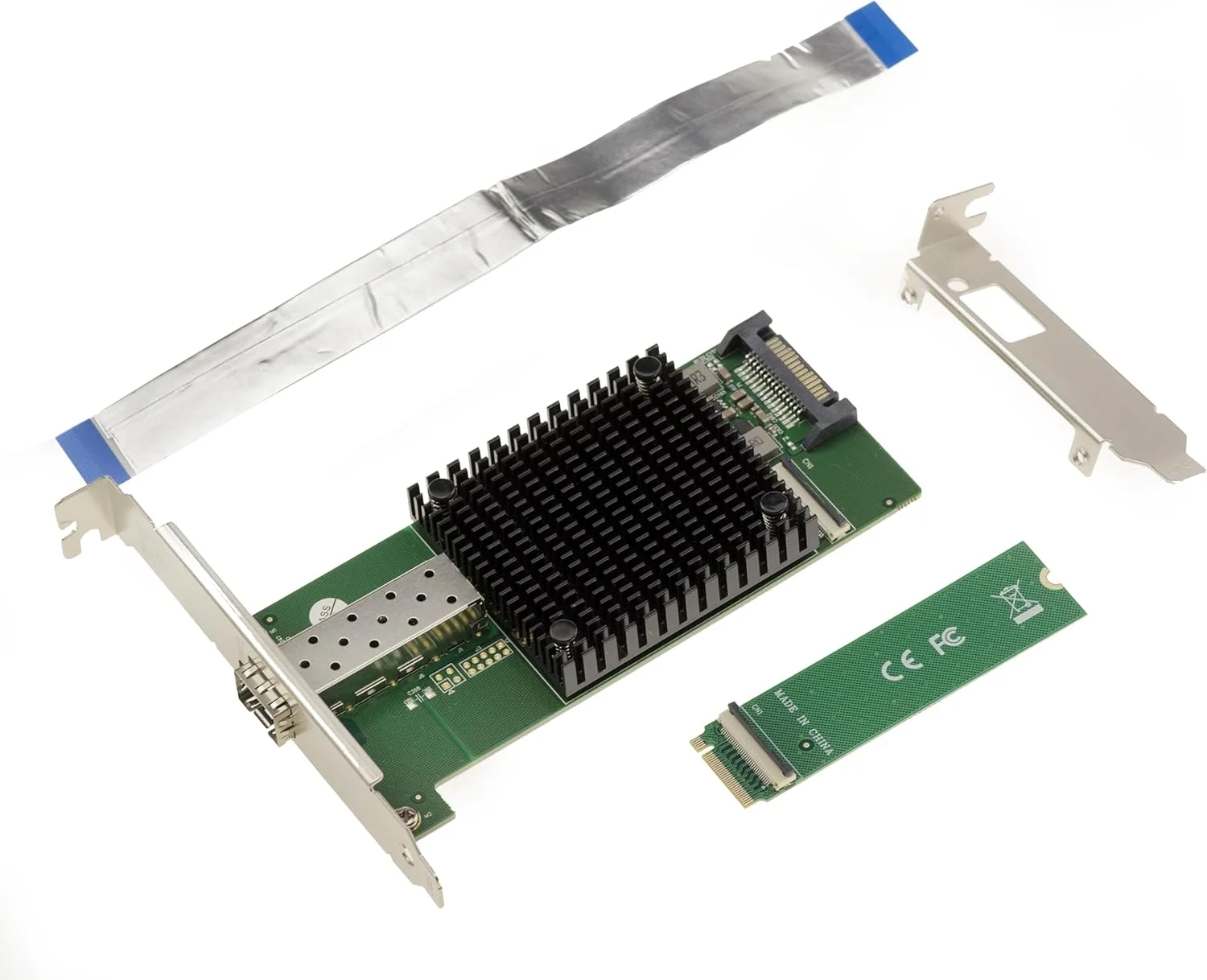 کارت شبکه تک پورت M2 KALEA-INFORMATIQUE SFP+ 10G گیگابیتی اترنت فیبر برای پورت M.2 نوع PCIe، کلید M یا B+M با چیپست Intel JL82599EN