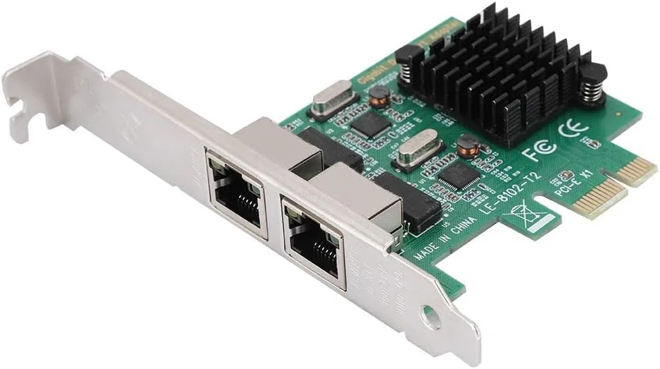 کارت شبکه دو پورت گیگابیتی اترنت PCI Express مدل KOSDFOGE با سرعت 10/100/1000 مگابیت بر ثانیه، آداپتور شبکه PCIE با پورت RJ 45، کارت شبکه، کارت اترنت برای کامپیوتر، پشتیبانی از Win10/LINUX