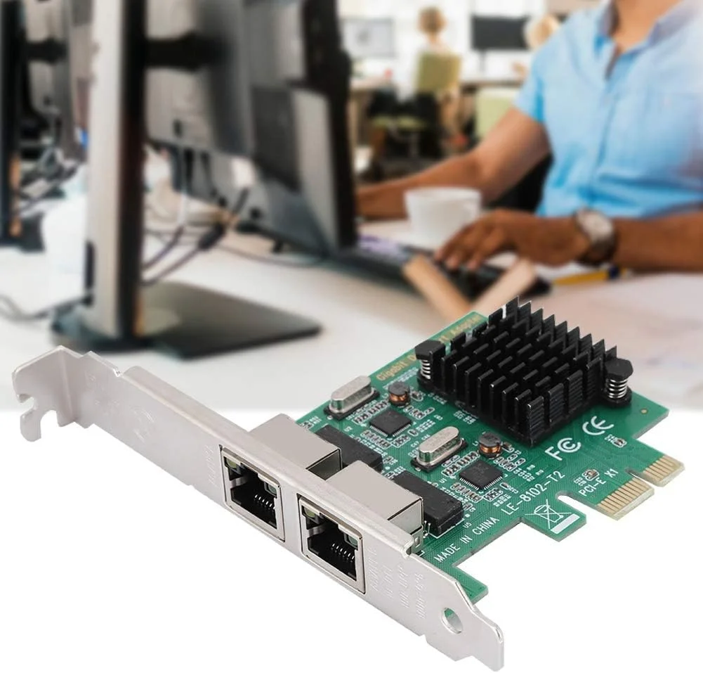 کارت شبکه PCI Express گیگابیتی اترنت 10/100/1000 مگابیت بر ثانیه، آداپتور شبکه PCIE دو پورت RJ 45 2، کارت شبکه، کارت اترنت برای رایانه شخصی، پشتیبانی از Win10/LINUX