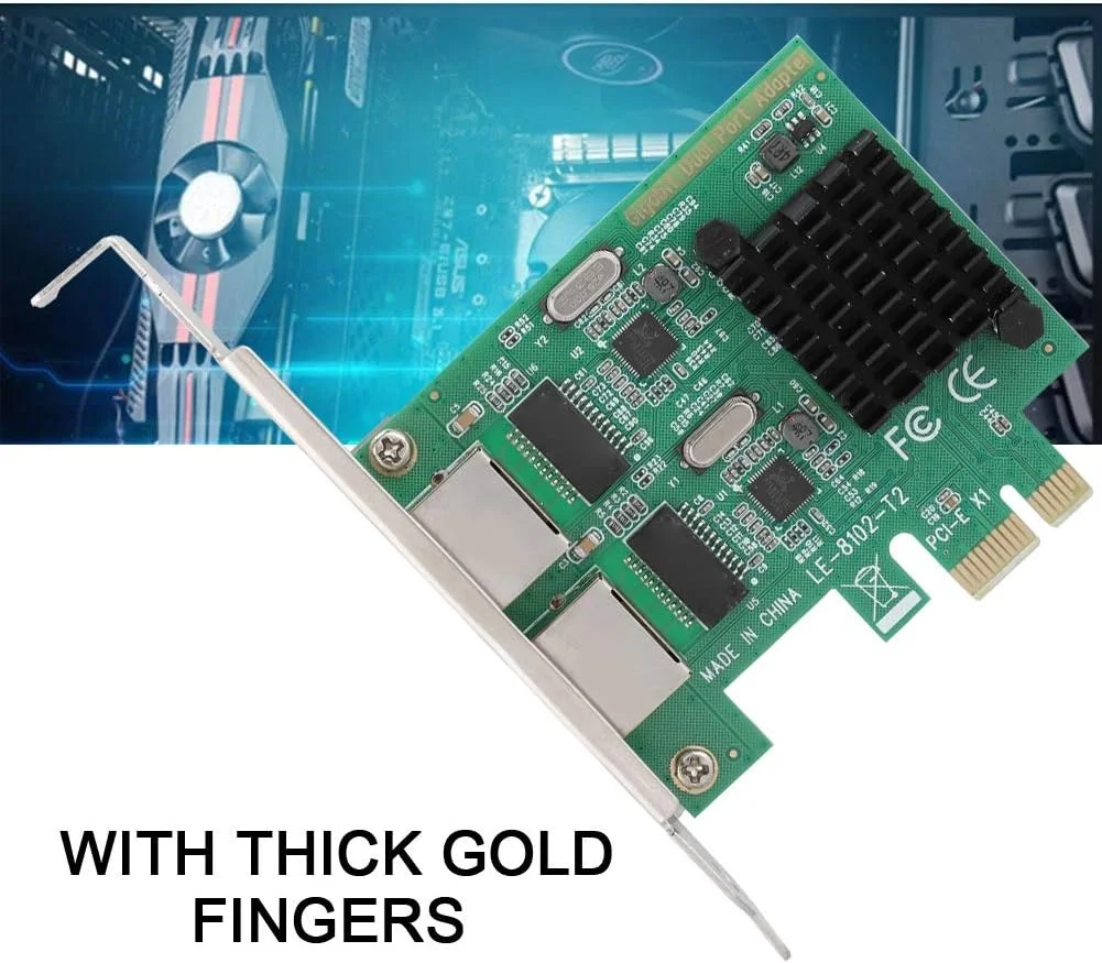 کارت شبکه PCI Express گیگابیتی اترنت 10/100/1000 مگابیت بر ثانیه، آداپتور شبکه PCIE دو پورت RJ 45 2، کارت شبکه، کارت اترنت برای رایانه شخصی، پشتیبانی از Win10/LINUX