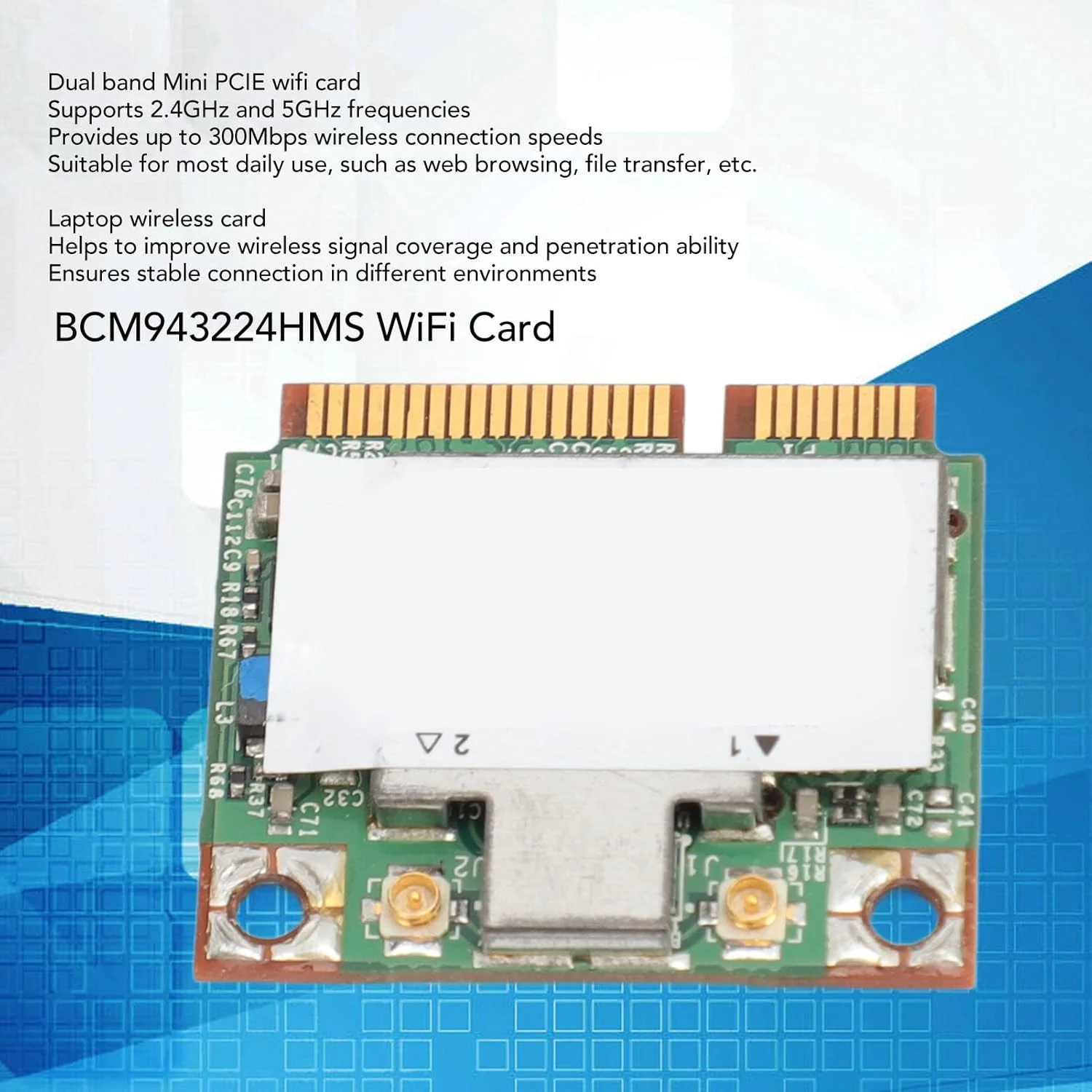 کارت شبکه داخلی وای فای دو بانده 2.4GHz 5GHz مدل Lazmin112 BCM943224HMS 300Mbps PCIE برای لپ تاپ های HP