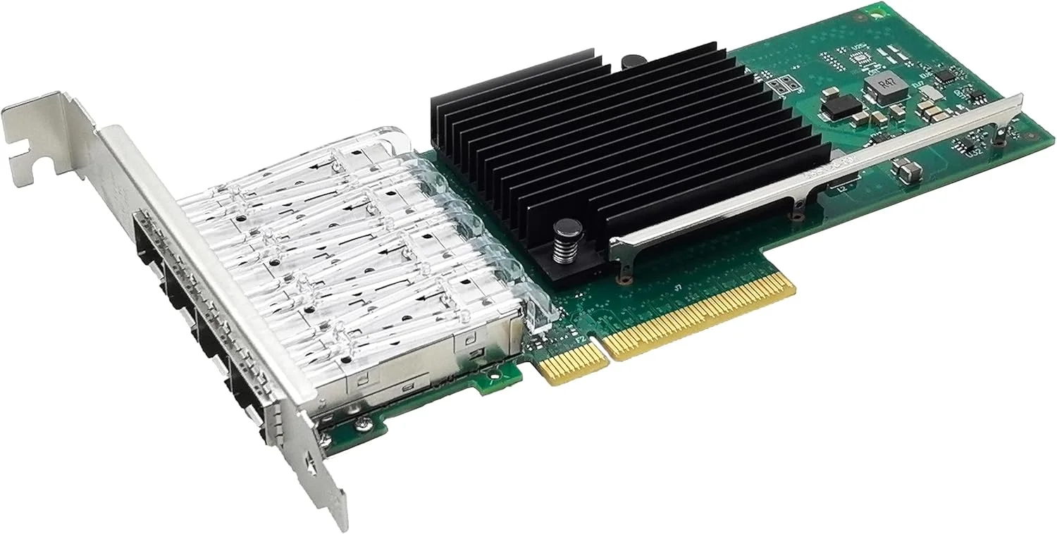 کارت شبکه 10Gb PCI-E مدل X710DA4 با چهار پورت SFP+ LC، آداپتور LAN اترنت سازگار با سرور Intel X710-DA4 PCIE 3.0 x8,x16، کارت شبکه با براکت Low Profile کارت شبکه 10Gb PCI-E مدل X710DA4 با چهار پورت SFP+ LC، آداپتور LAN اترنت سازگار با سرور Intel X710-DA4 PCIE 3.0 x8,x16، کارت شبکه با براکت Low Profile