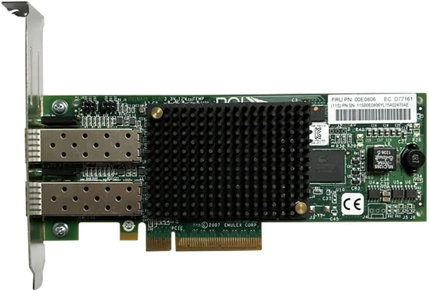 کارت فیبر نوری HBA مدل LPE12002 8GB دو پورت Fibre Channel Host Bus Adapter کارت شبکه PCIe کارت اترنت/شبکه (همراه با ماژول 8G)