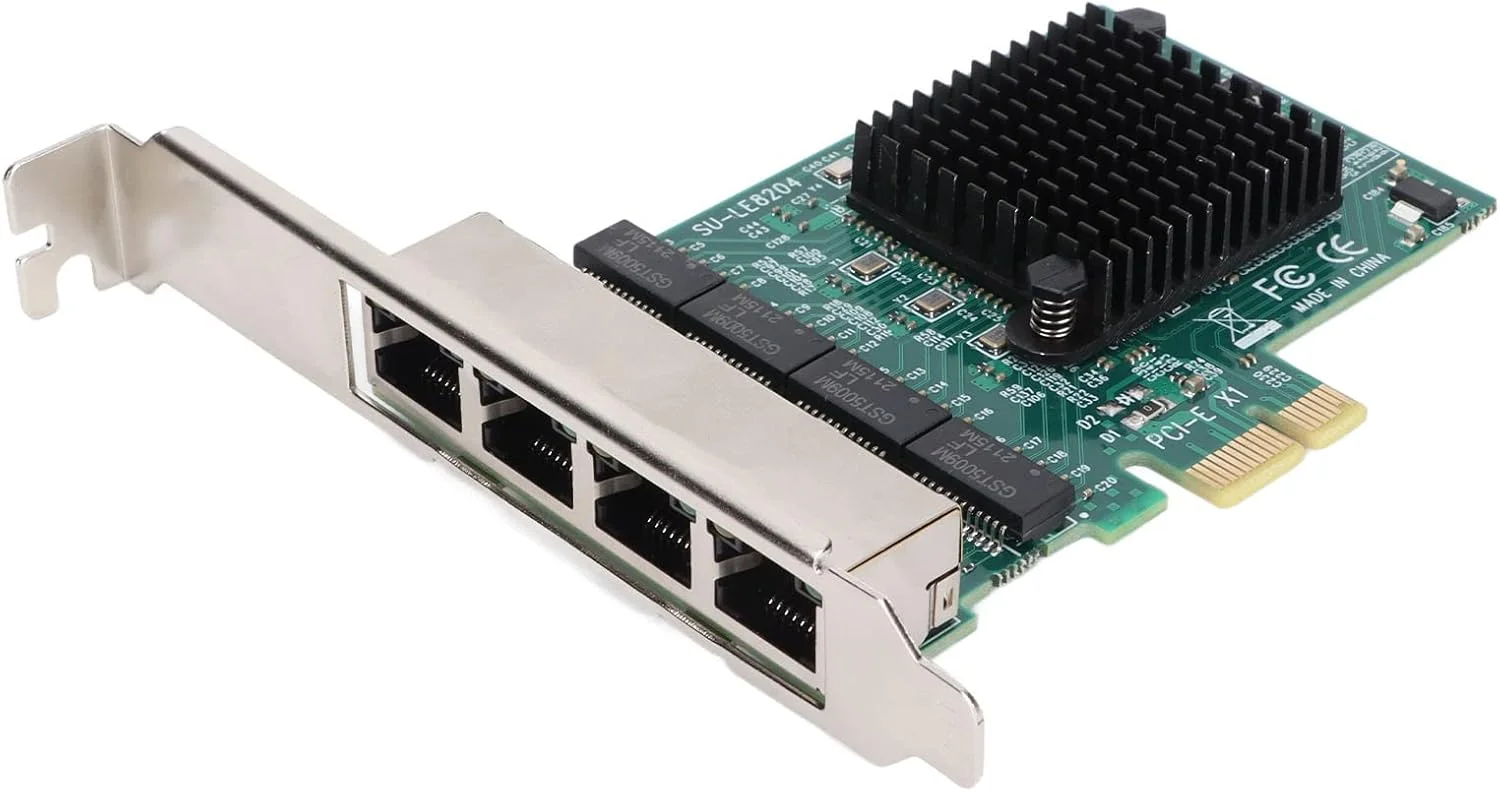 کارت شبکه PCIe چهار پورت، آداپتور سرور گیگابیتی اترنت PCIe X1 چهار پورت RJ-45 10/100/1000Mbps با چیپست RTL8111G - NIC چهار پورت