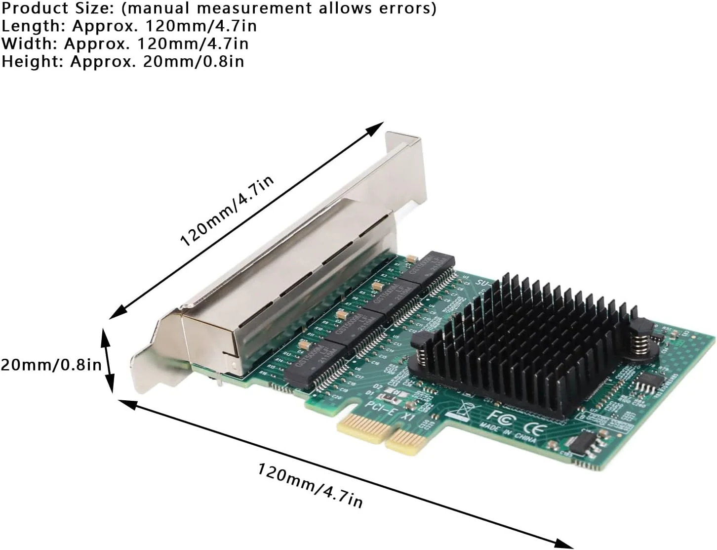کارت شبکه PCIe چهار پورت، آداپتور سرور گیگابیتی اترنت PCIe X1 چهار پورت RJ-45 10/100/1000Mbps با چیپست RTL8111G - NIC چهار پورت
