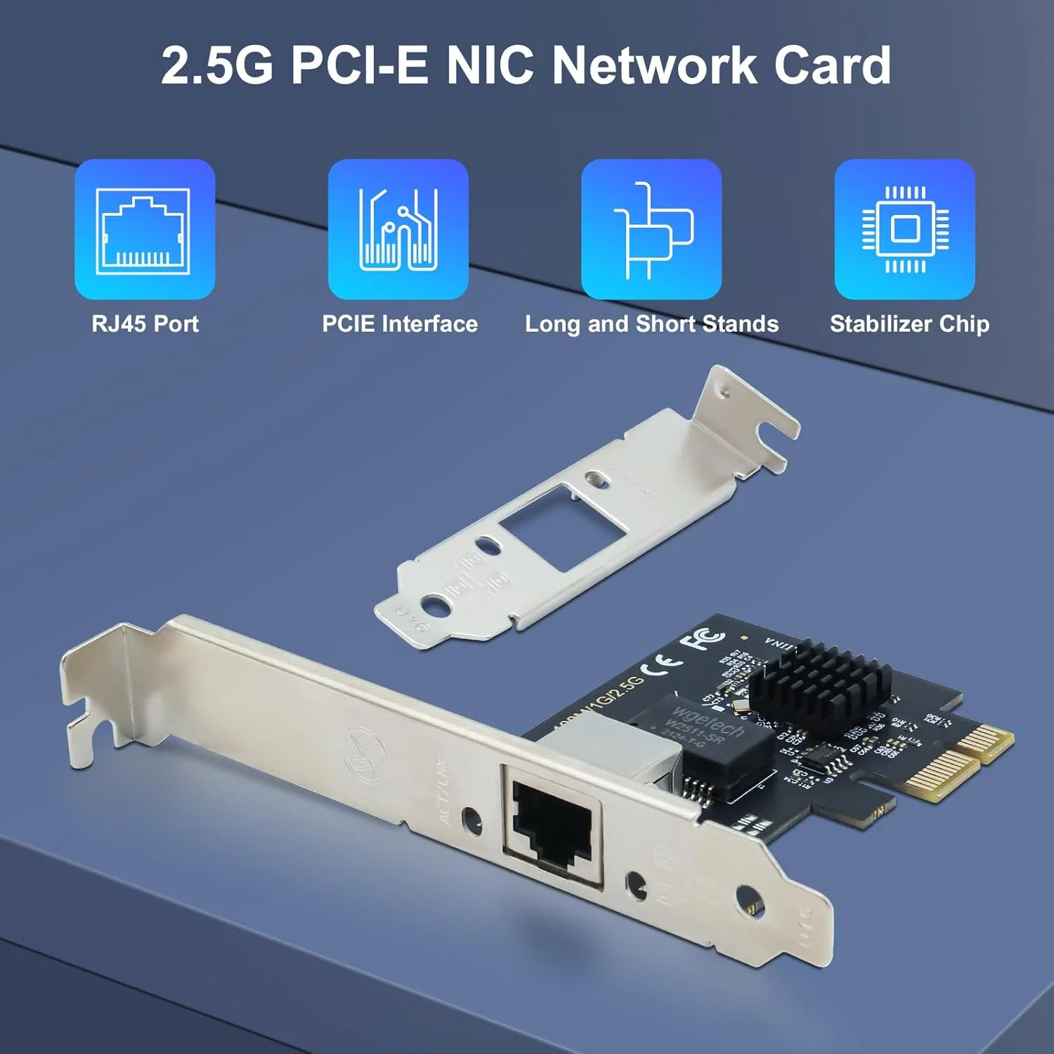 کارت شبکه 2.5 گیگابیتی SODOLA PCIe، آداپتور شبکه PCI Express 2.5GBase-T NIC، با کنترلر Realtek RTL8125B، تک پورت RJ-45، پشتیبانی از PCIe 2.1 x1 برای Windows Server/Linux