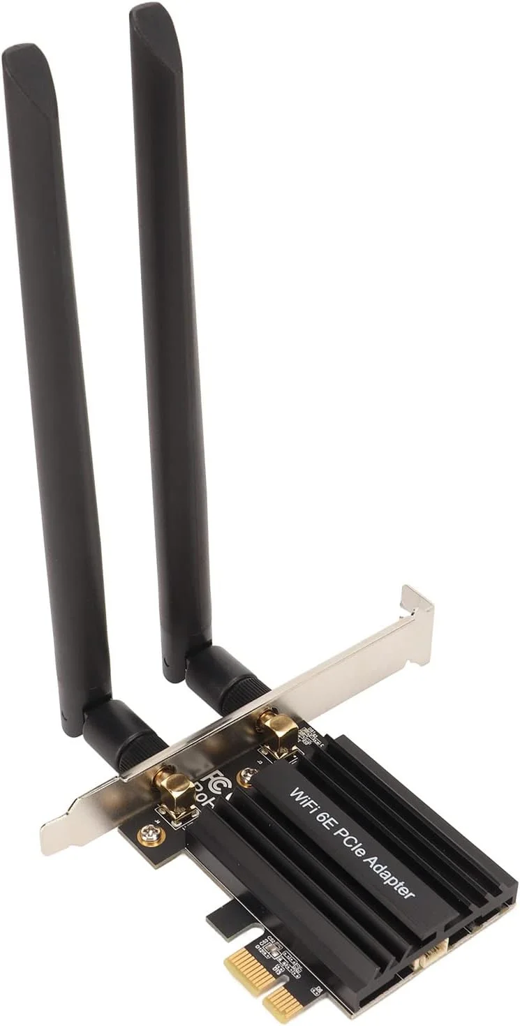 کارت شبکه PCIe WiFi برای کامپیوتر، کارت شبکه PCI E WiFi 6E AX5400 BT5.2 دارای هیت سینک داخلی سه بانده 6E چیپ 5400Mbps آداپتور WiFi برای کامپیوتر رومیزی برای Win10 64 Bit، برای بازی، استریم