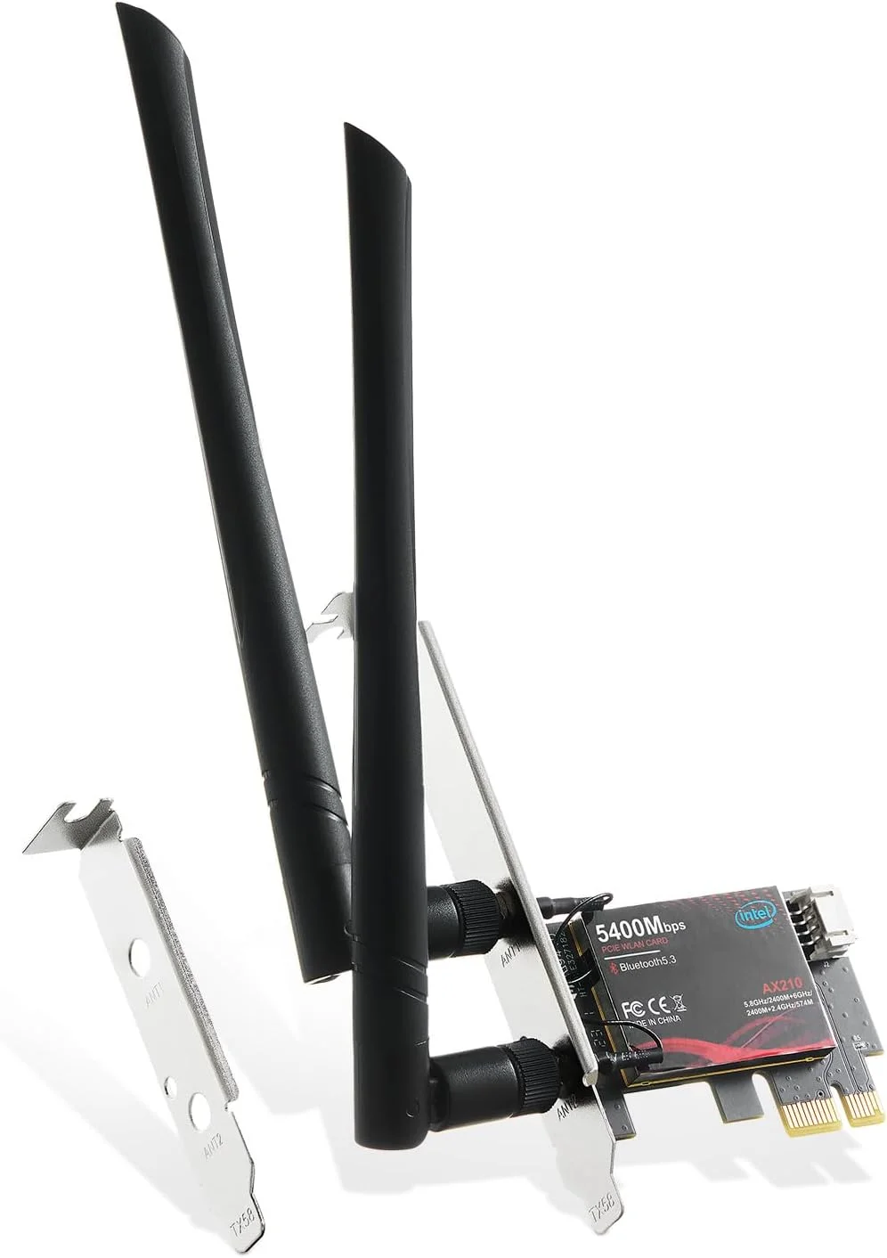 کارت وای فای 6E AX5400 آداپتور شبکه وای فای PCIe، تراشه Intel AX210 بلوتوث 5.3، سه بانده 2.4GHz/5GHz/6GHz OFDMA و MU-MIMO، برای ویندوز 10/11