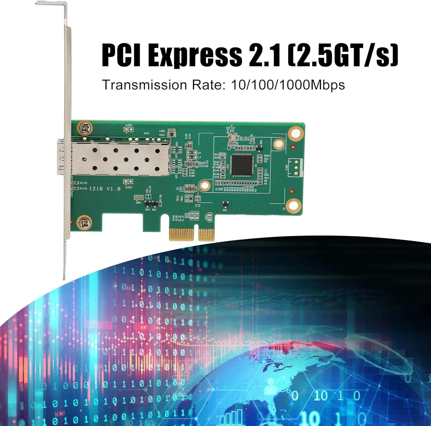 آداپتور شبکه PCIe، کارت شبکه PCIe خود تطبیقی PCI Express 2.1 PXE بدون دیسک 10/100/1000 مگابیت بر ثانیه برای کامپیوتر