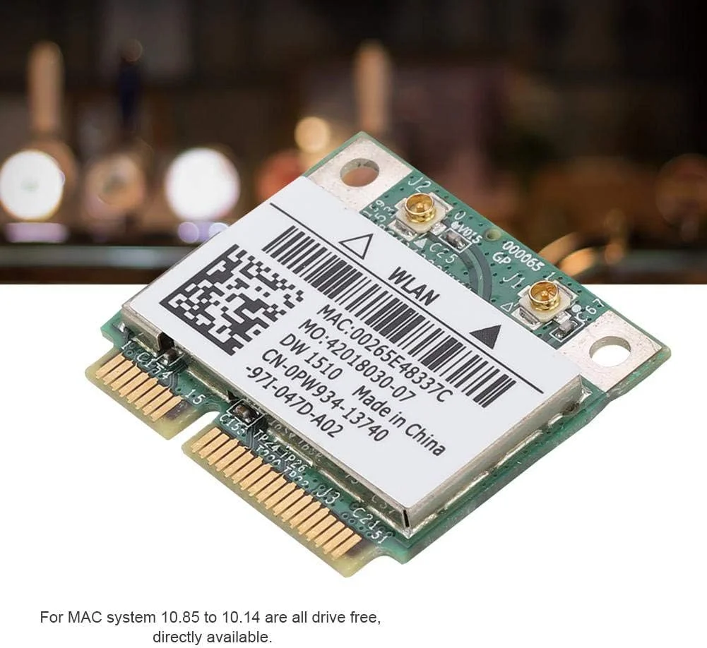 کارت شبکه دو بانده 2.4G/5Ghz مدل BCM94322HM8L DW1510 دو بانده 300Mbps Mini PCI-E برای DELL E4200 E5500