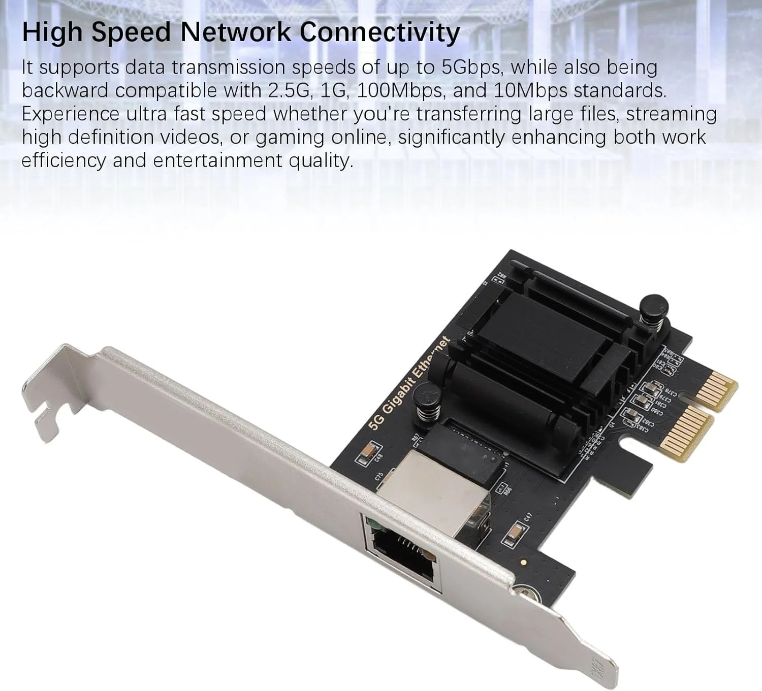 کارت شبکه PCIe 5 گیگابیت، آداپتور کارت شبکه PCIe به C، آداپتور شبکه PCI Express، آداپتور شبکه گیگابیتی اترنت برای 10 و 11، برای