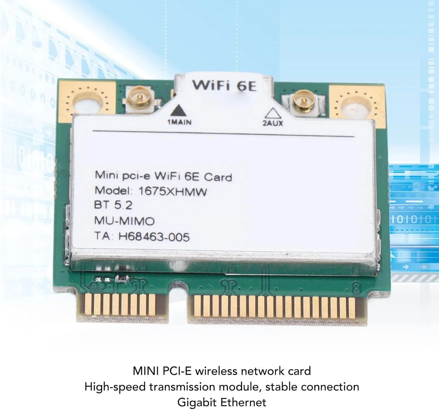 کارت وای فای، کارت شبکه وای فای مینی PCIE 6E، آداپتور شبکه بی سیم 3 باندی بلوتوث 5.2، کارت شبکه کامپیوتر 2400 مگابیت بر ثانیه برای Win10 و Win11