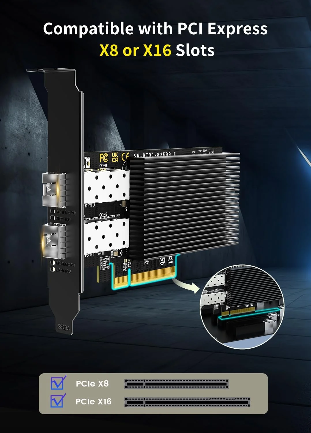 کارت شبکه دوگانه 10 گیگابیتی LAN SFP+ PCI-e، کنترلر Intel 82599 (X520)، آداپتور اترنت 10 گیگابیتی NICGIGA، پورت SFP 2 x 10Gbe، کارت شبکه 10G، پشتیبانی از Windows/Windows Server/Linux/VMware