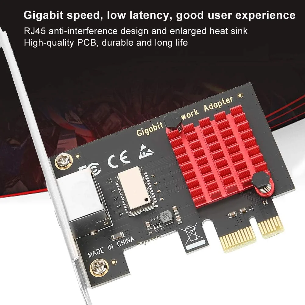 کارت شبکه PCI-E، آداپتور کارت اترنت گیگابیتی با سرعت پایدار، کارت شبکه گیگابیتی 1000 مگابیت بر ثانیه Nic Converter LRE8111 برای ویندوز 7/8/9 (8111H)
