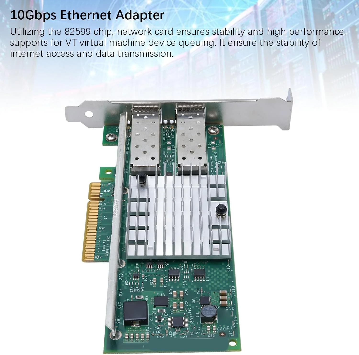 کارت شبکه 10Gb SFP+ PCIe NIC با پورت دوگانه 10Gbps SFP+، سرور همگرا اترنت PCIEx8، تراشه 82599، پشتیبانی از 2003 Server، Vista، Virtual Server 2005 کارت شبکه 10Gb SFP+ PCIe NIC با پورت دوگانه 10Gbps SFP+، سرور همگرا اترنت PCIEx8، تراشه 82599، پشتیبانی از 2003 Server، Vista، Virtual Server 2005