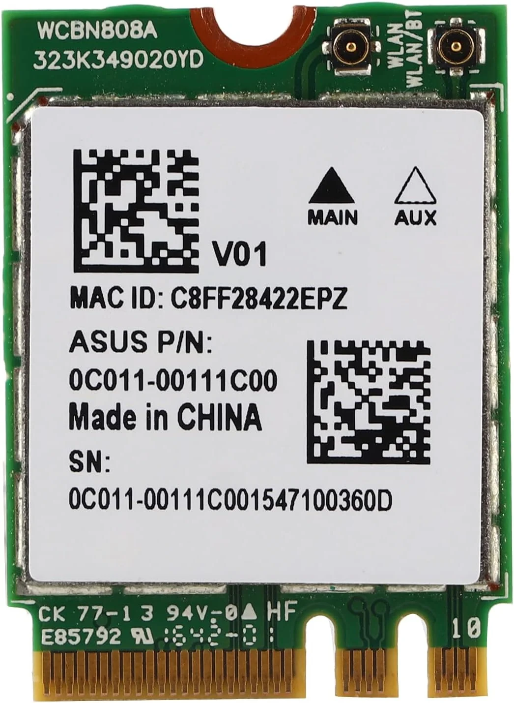 کارت شبکه PCI-E، QCNFA364A دو بانده 2.4G/5G NGFF/M.2 802.11AC Mini PCI-E WIFI کارت شبکه بی سیم بلوتوث 4.1 برای ایسوس