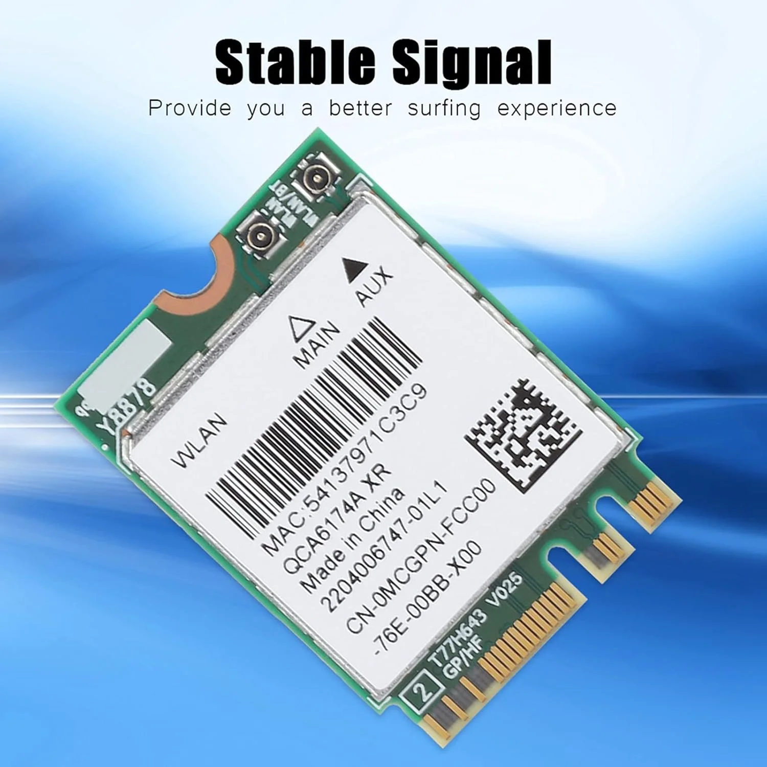 کارت شبکه PCI-E، QCNFA364A دو بانده 2.4G/5G NGFF/M.2 802.11AC Mini PCI-E WIFI کارت شبکه بی سیم بلوتوث 4.1 برای ایسوس