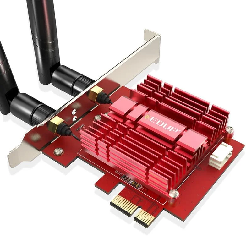 آداپتور کارت شبکه وای فای PCIe دسکتاپ بی سیم WiFi 6 تراشه Intel AX200 بلوتوث 5.1 دو بانده 2.4G/5G شبکه 2974 مگابیت بر ثانیه