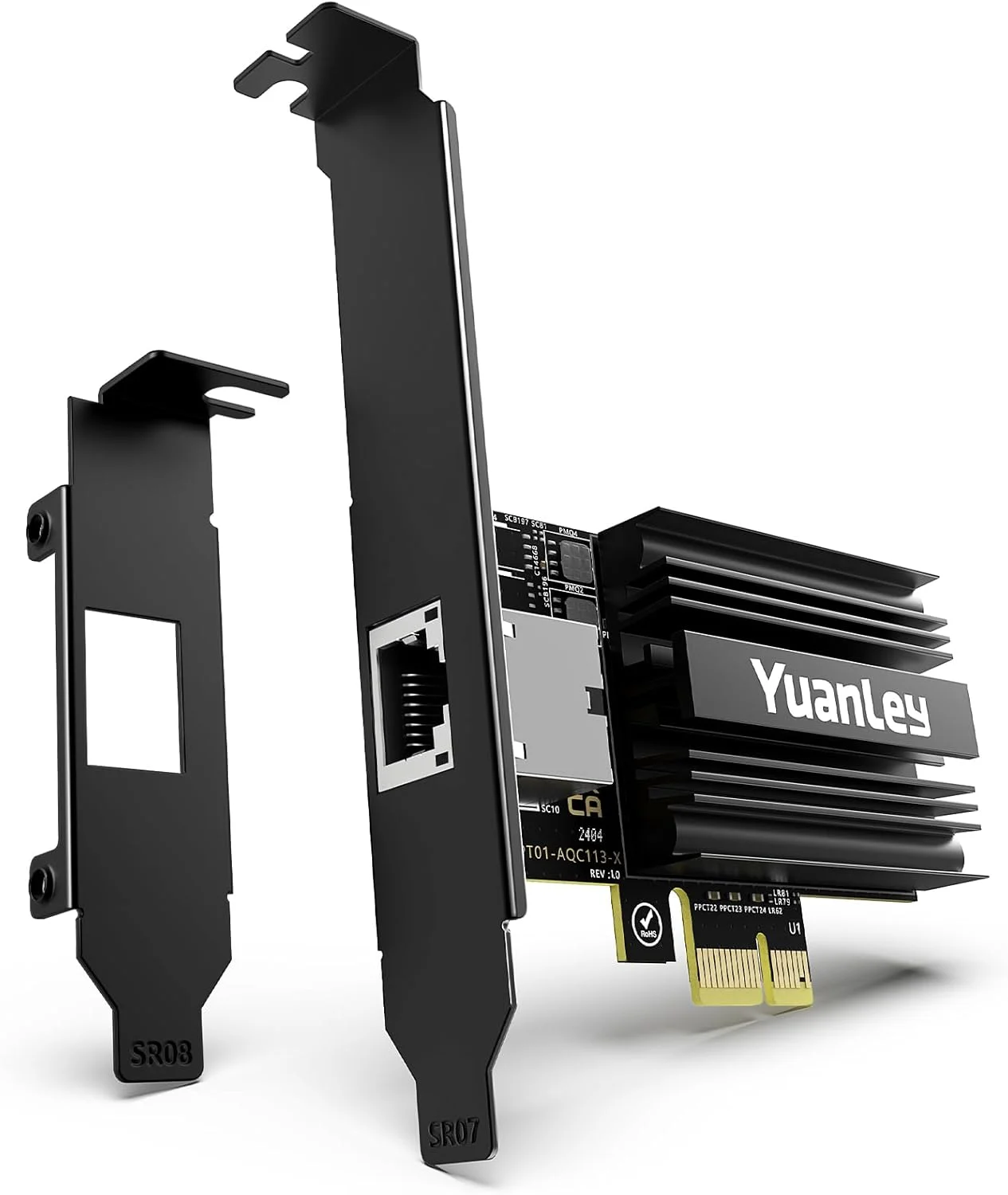 کارت شبکه 10G PCIe، کارت اترنت 10G Base-T YuanLey با کنترلر Marvell AQC113، آداپتور NIC اترنت PCIe به 10Gb RJ45، سازگار با PCI Express X1/X4/X8/X16، برای ویندوز 10/11، سیستم عامل لینوکس