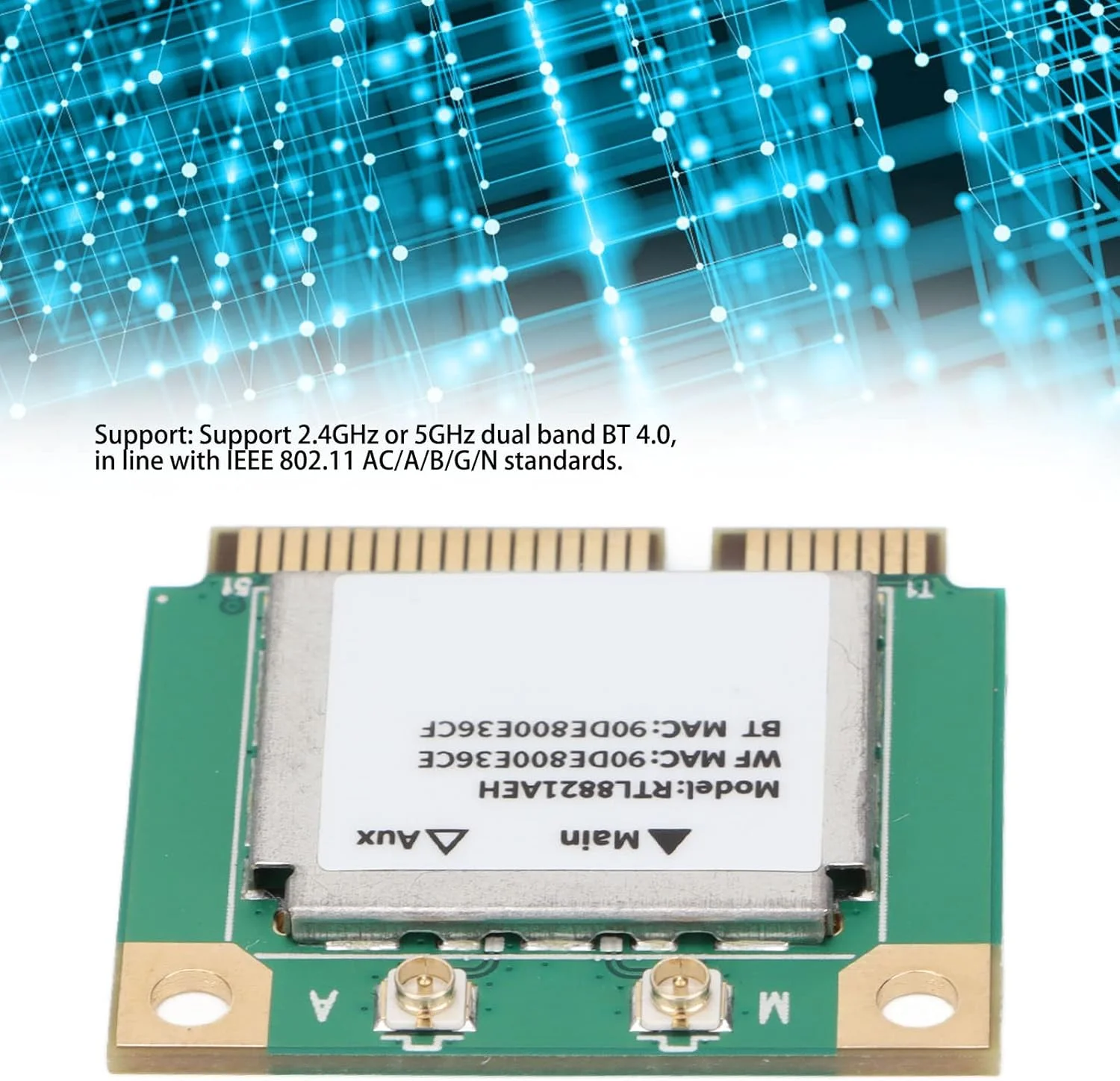 کارت شبکه، کارت وای فای دو بانده 2.4 گیگاهرتز یا 5 گیگاهرتز BT 4.0، 433M نیمه مینی PCI-E بی سیم، سازگار با بسیاری از لپ تاپ های برند