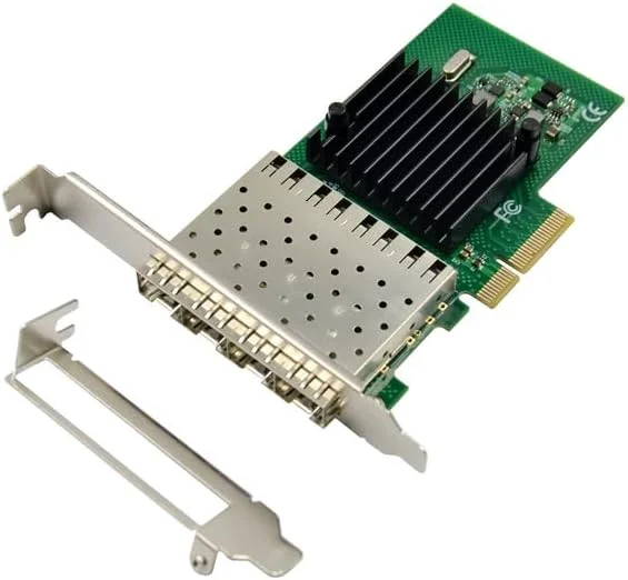 آداپتور کارت شبکه چهار پورت فیبر نوری SFP، PCIE X4 1G، کنترلر کارت شبکه، چیپست INTEL 350AM4 گیگابیتی 1000M اترنت