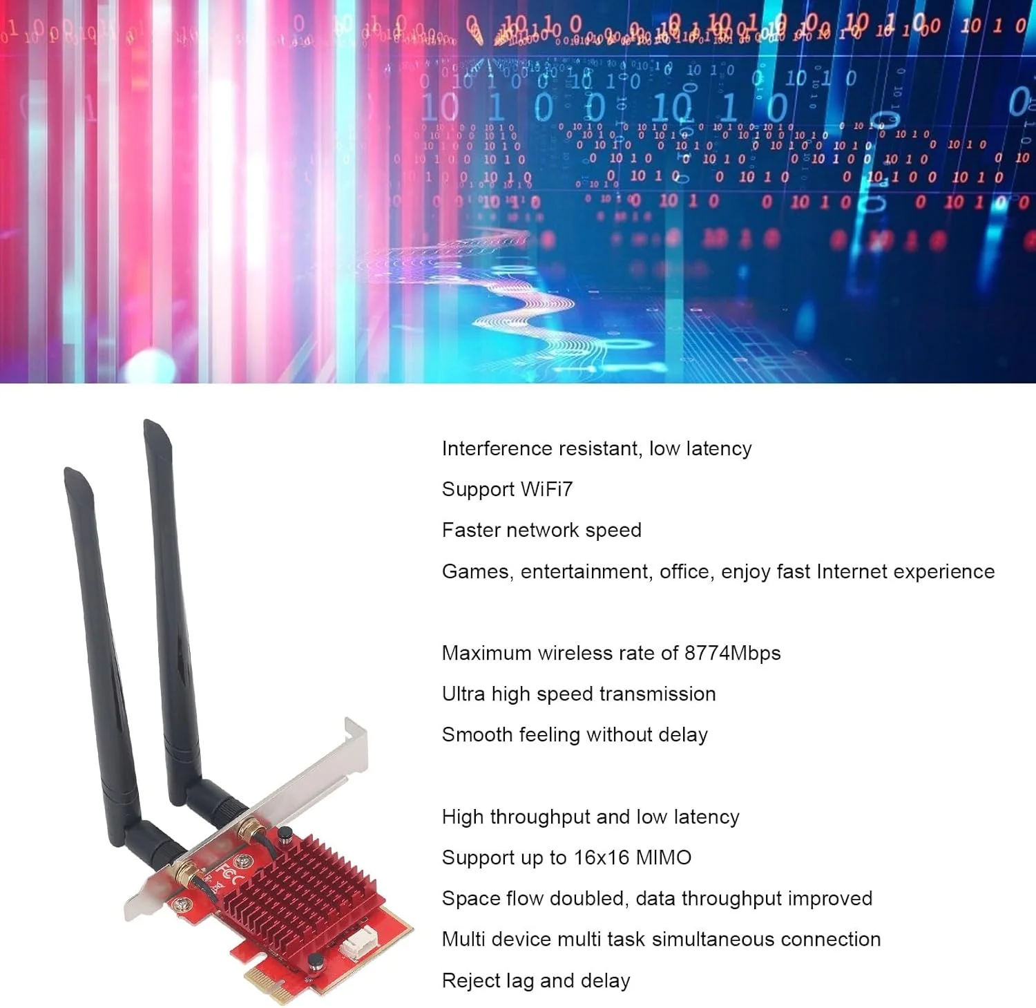 آداپتور کارت شبکه بی سیم PCIE WiFi 8774Mbps سه باندی گیگابیتی برای رایانه شخصی رومیزی