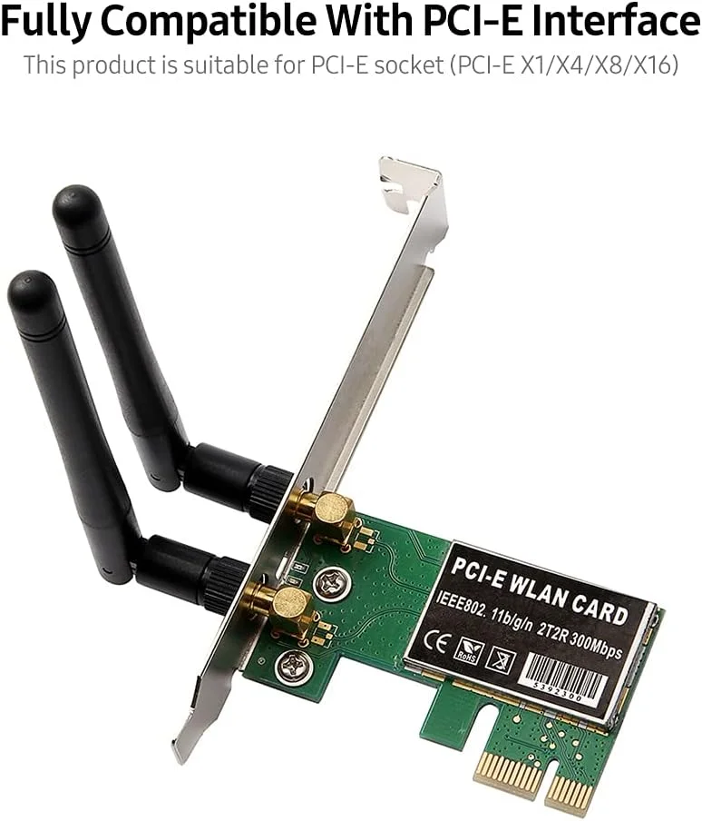 کارت شبکه بی سیم PCI-E مدل Obery 300M برای کامپیوتر رومیزی، کارت شبکه داخلی، سیگنال شبکه وای فای