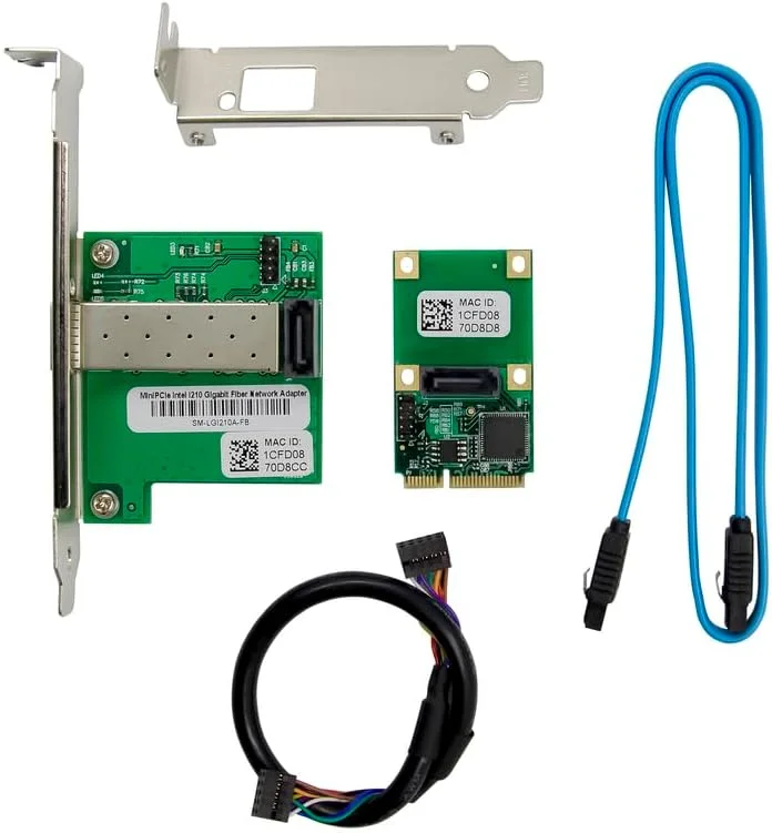 MINI PCIE چیپ Intel I210AS SFP رابط فیبر نوری گیگابیتی اترنت تک پورت آداپتور کارت شبکه Lan سرور 10/100/1000Mbps