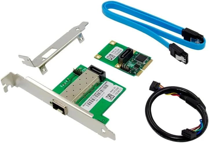 MINI PCIE چیپ Intel I210AS SFP رابط فیبر نوری گیگابیتی اترنت تک پورت آداپتور کارت شبکه Lan سرور 10/100/1000Mbps