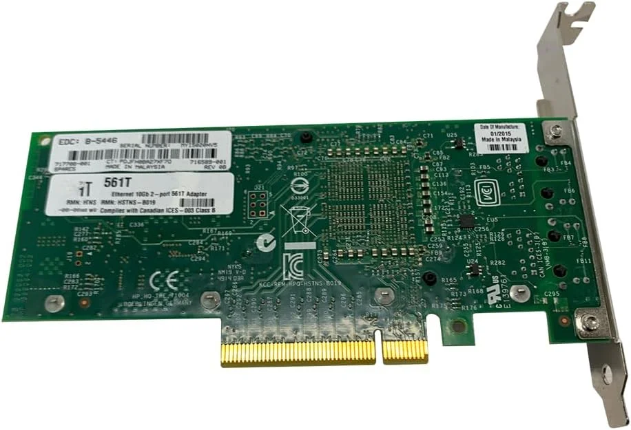 آداپتور شبکه اترنت 10GB 10GBASE-T دو پورت 561T مدل RJ-45 PCI-E با شماره قطعات اصلی 716591-B21 717708-001 716589-001 آداپتور شبکه اترنت 10GB 10GBASE-T دو پورت 561T مدل RJ-45 PCI-E با شماره قطعات اصلی 716591-B21 717708-001 716589-001