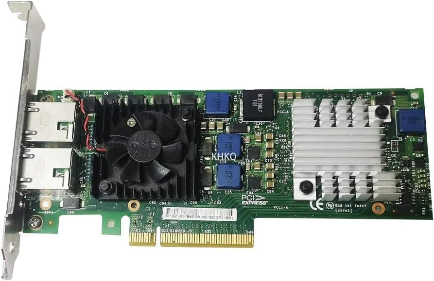 آداپتور شبکه اترنت دو پورت 10GbE 10Gb X520-T2 PCI-E مدل 0JM42W کارت شبکه سرور اترنت JM42W (بافل کوتاه)