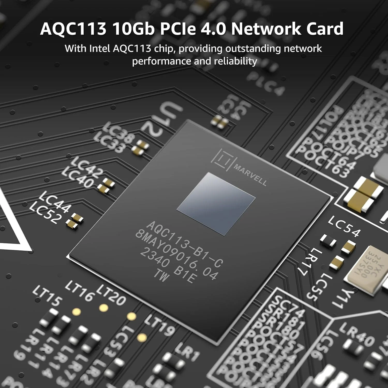 کارت شبکه 10G PCIE4.0×1، کنترلر Marvel AQC113، کارت آداپتور اترنت 10Gb Base-T سازگار با PCI Express X1, X4, X8, X16، اتصال دهنده 10G NIC RJ45 برای ویندوز/ویندوز سرور/لینوکس/VMware