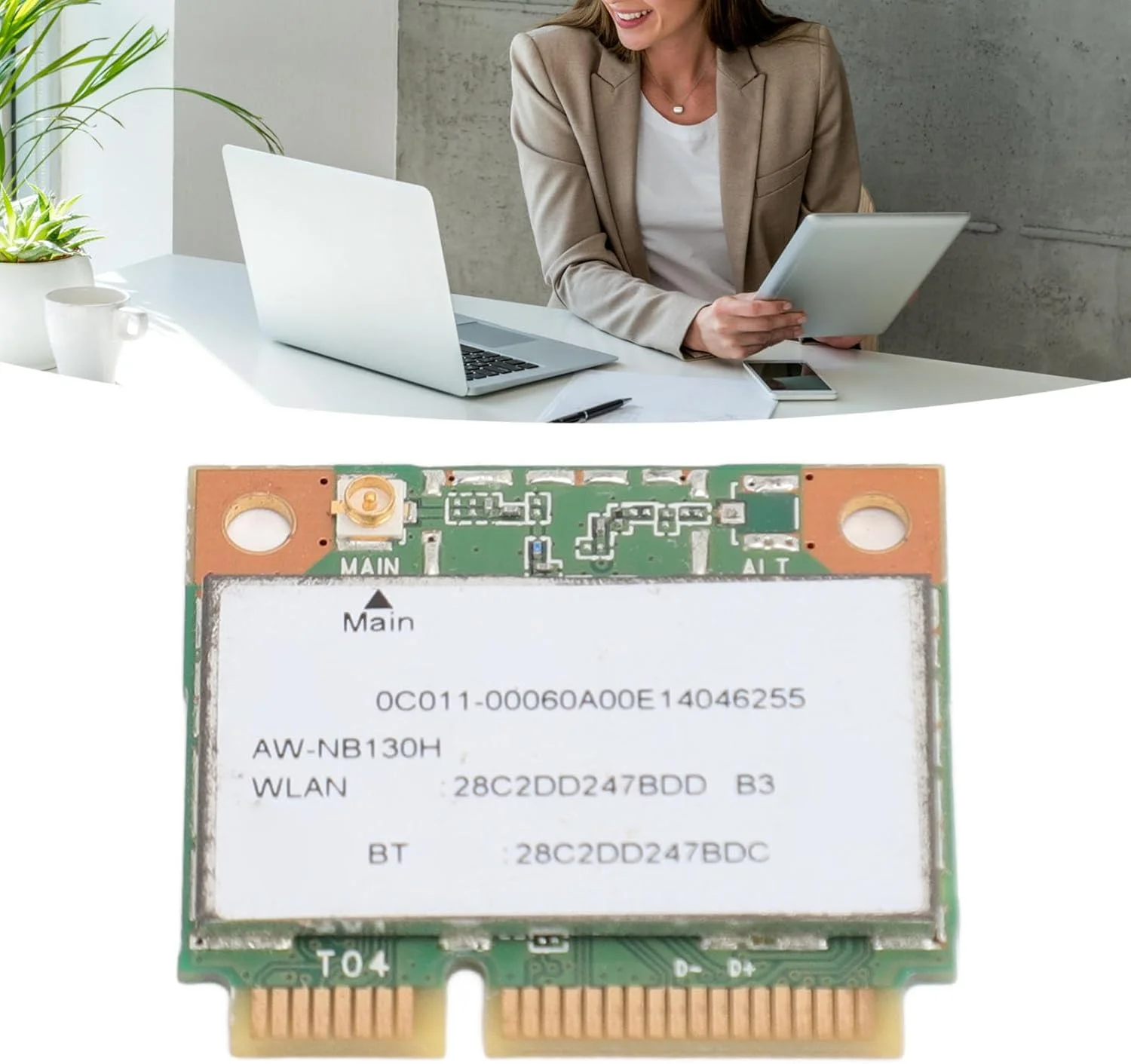 کارت شبکه مینی PCIE مدل AW NB130H QCWB335، آداپتور کارت شبکه مینی PCIE 150 مگابیت بر ثانیه با بلوتوث 4.0