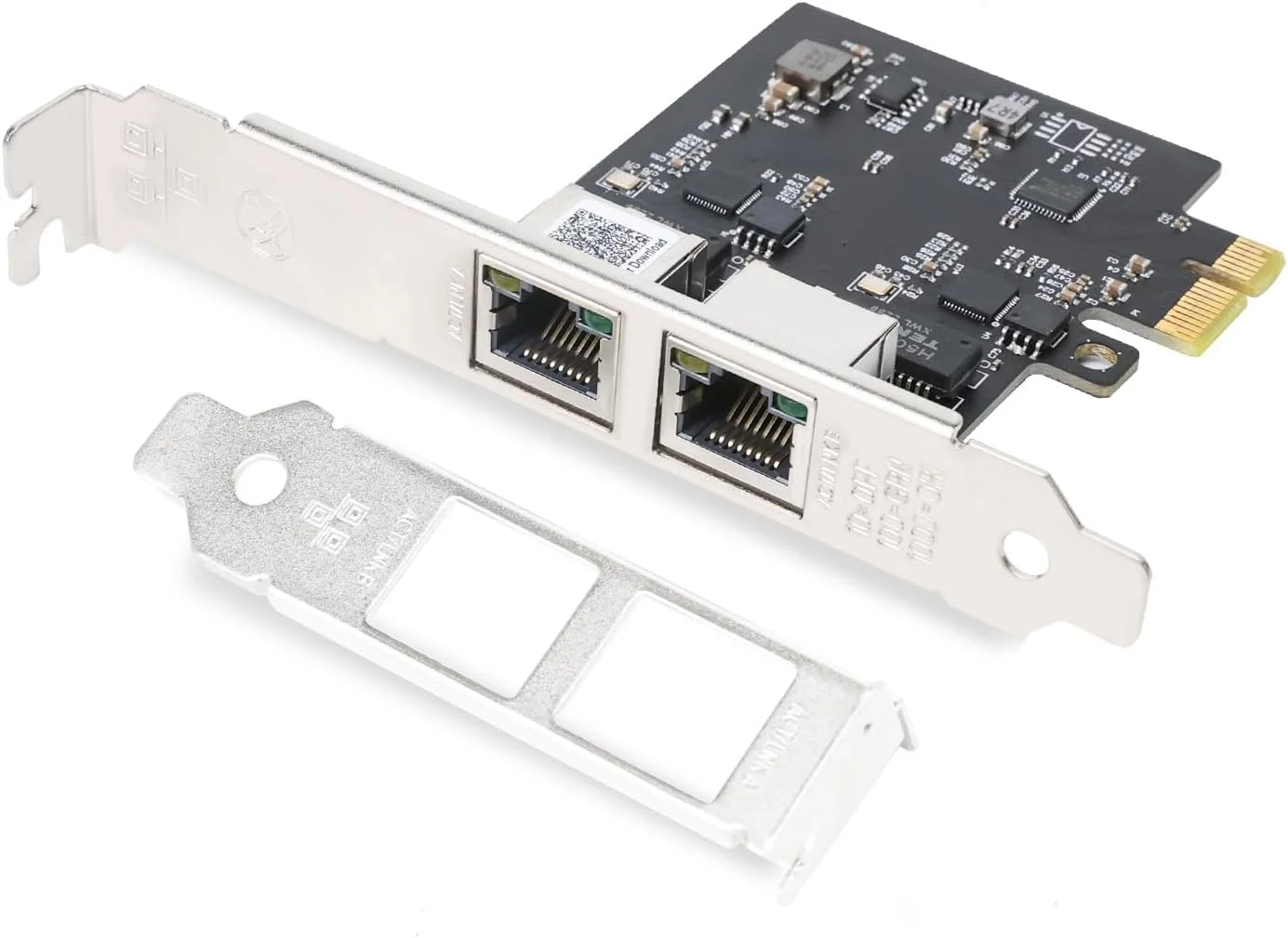 کارت شبکه دو پورت QINIYEK PCIe 2.5Gbase-T با تراشه Realtek RTL8125، کارت شبکه 2.5 گیگابیتی، 2500/1000/100 مگابیت بر ثانیه، PCIe X1، کارت اترنت گیگابیتی برای ویندوز/ویندوز سرور/لینوکس