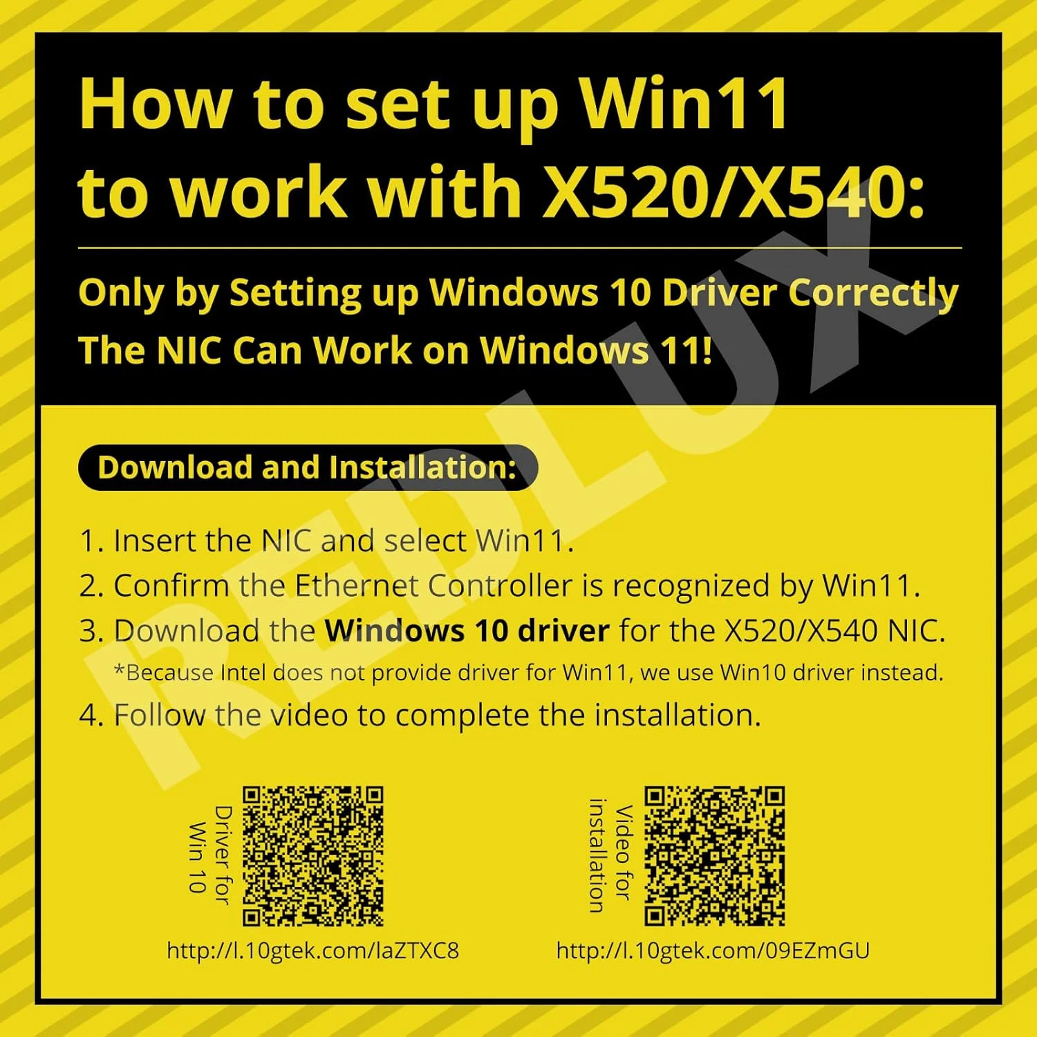 کارت شبکه 10 گیگابیت REDLUX با چیپ Intel X540، تک پورت RJ45، مقایسه با Intel X540-T1، PCIE 2.0 X8، پشتیبانی از Windows/Windows Server/Linux/Vmware Esxi