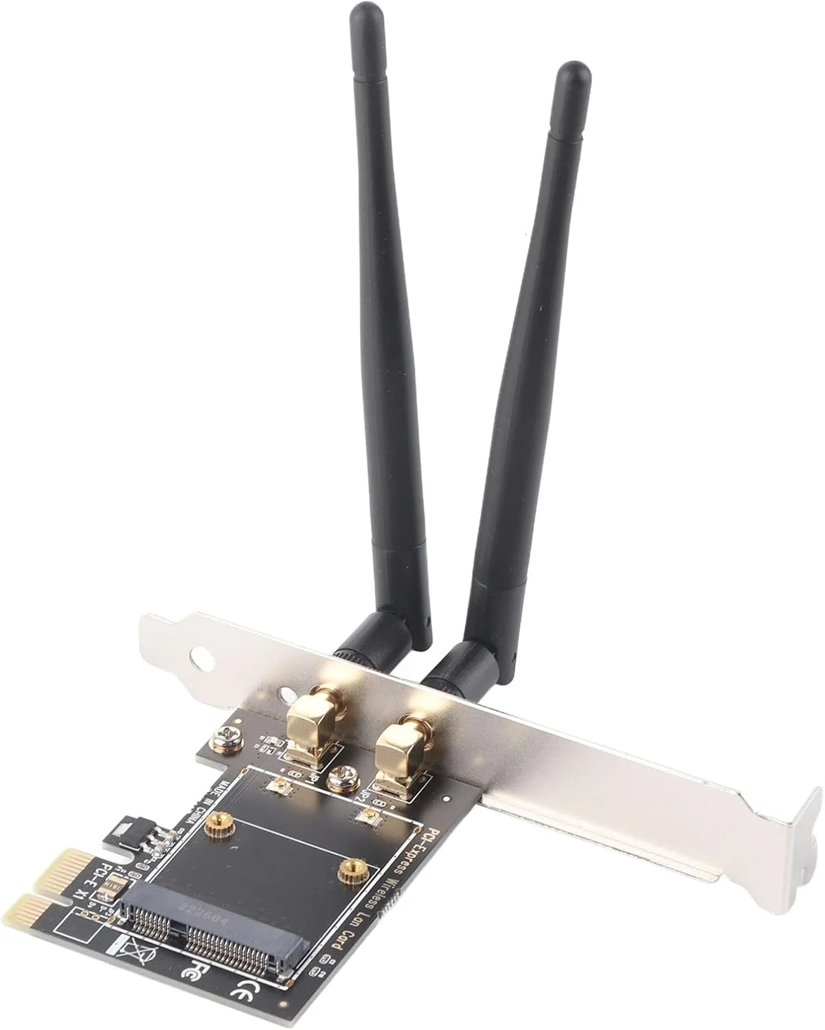 تبدیل کننده Mini PCI-E به PCI-E ریزگوی با 2 آنتن، ایده آل برای تبدیل کارت های وایرلس مینی، مناسب برای علاقه مندان به فناوری