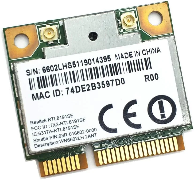 کارت شبکه وایرلس مینی PCI-e مدل RTL8191se با فرکانس 2.4 گیگاهرتز و سرعت 150 مگابیت بر ثانیه