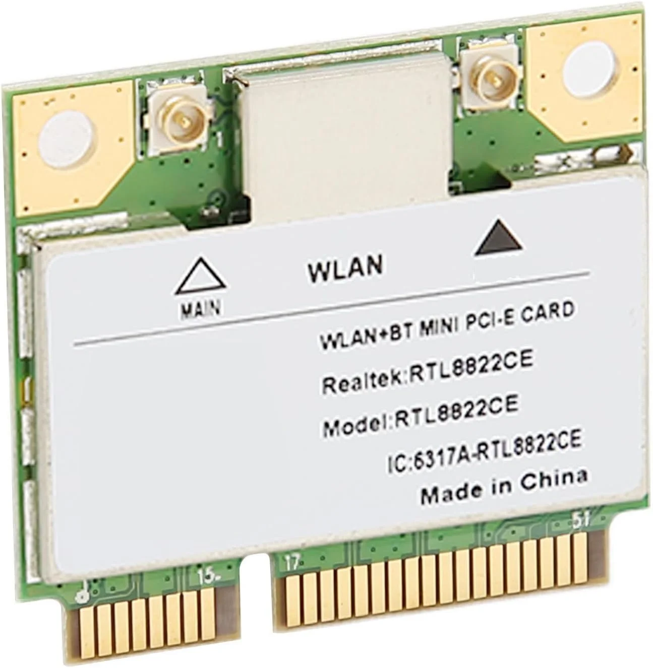 کارت شبکه وای فای مینی PCIe مدل RTL8822CE، گیگابیتی دو بانده BT 5.1، دو باند 2.4G 5G، سرعت تا 1200M، پشتیبانی از 802.11AC، برای لپ تاپ و کامپیوتر