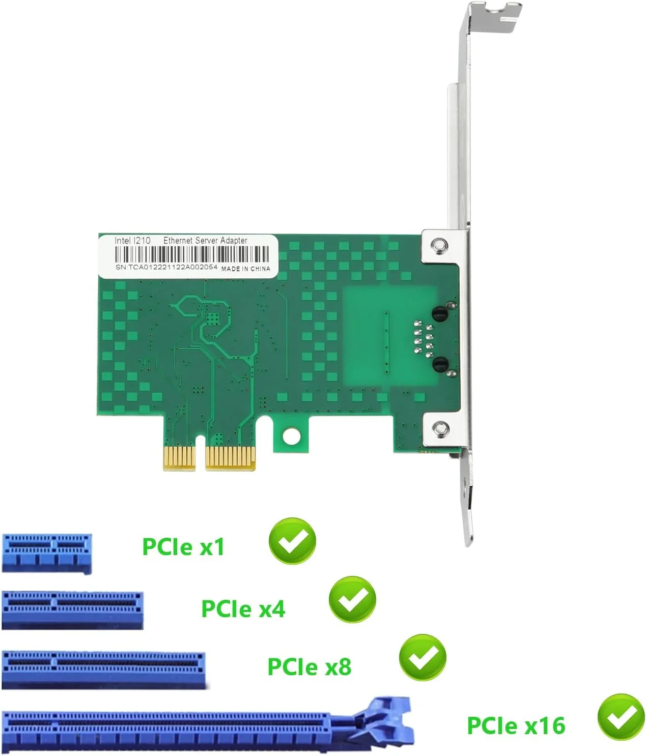 کارت شبکه SAPGRC PCIe، آداپتور شبکه اترنت 1 گیگابیت، PCI Express X1، مبدل آداپتور LAN RJ45 10/100/1000 مگابیت بر ثانیه، با تراشه Intel I210 برای ویندوز/ویندوز سرور/لینوکس
