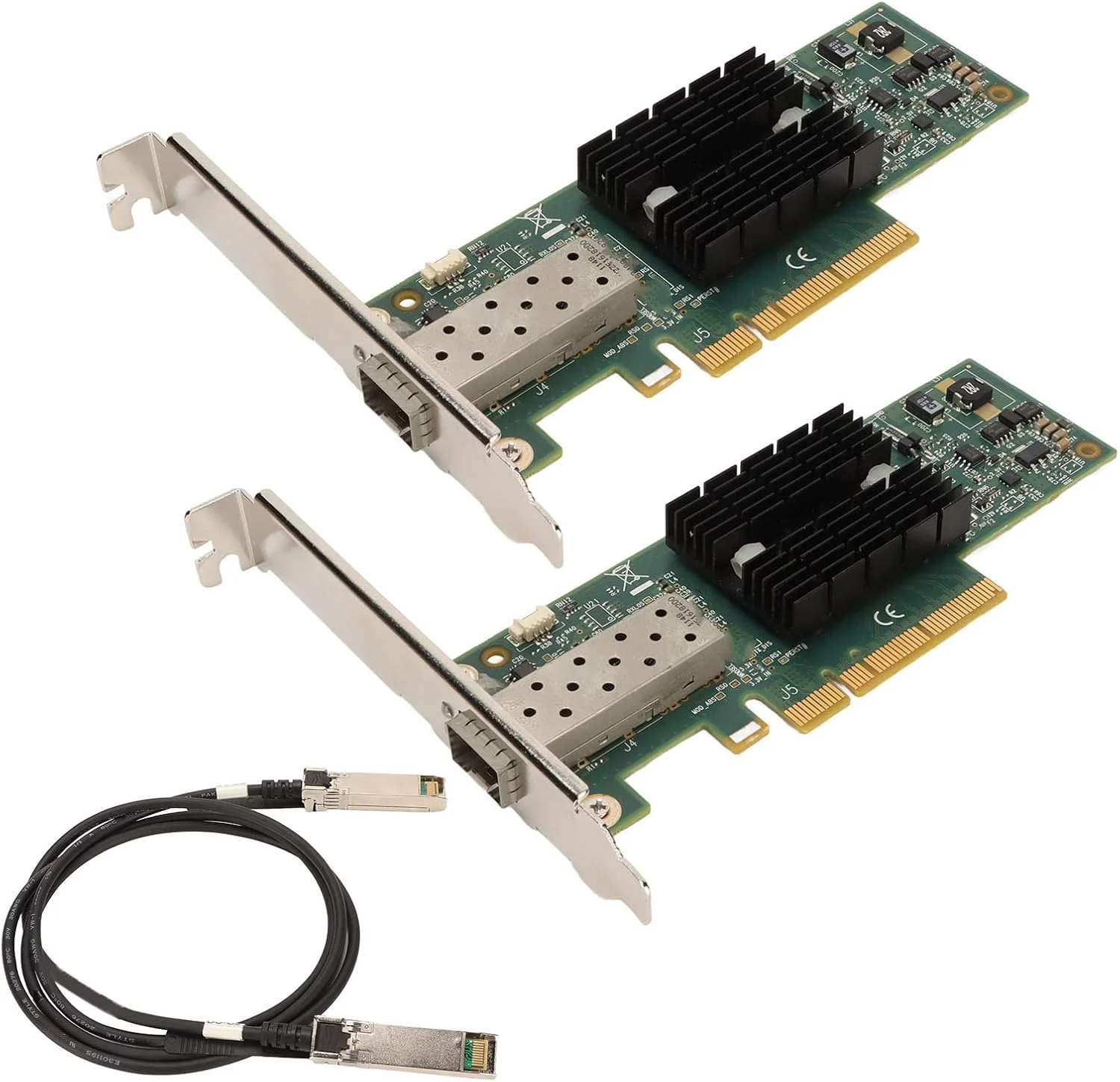 کارت شبکه 10Gb SFP PCIE سوراندی، بسته 2 عددی MNPA19 به همراه کابل تبدیل 1 متری، کارت آداپتور شبکه برای مادربردها و سرورها