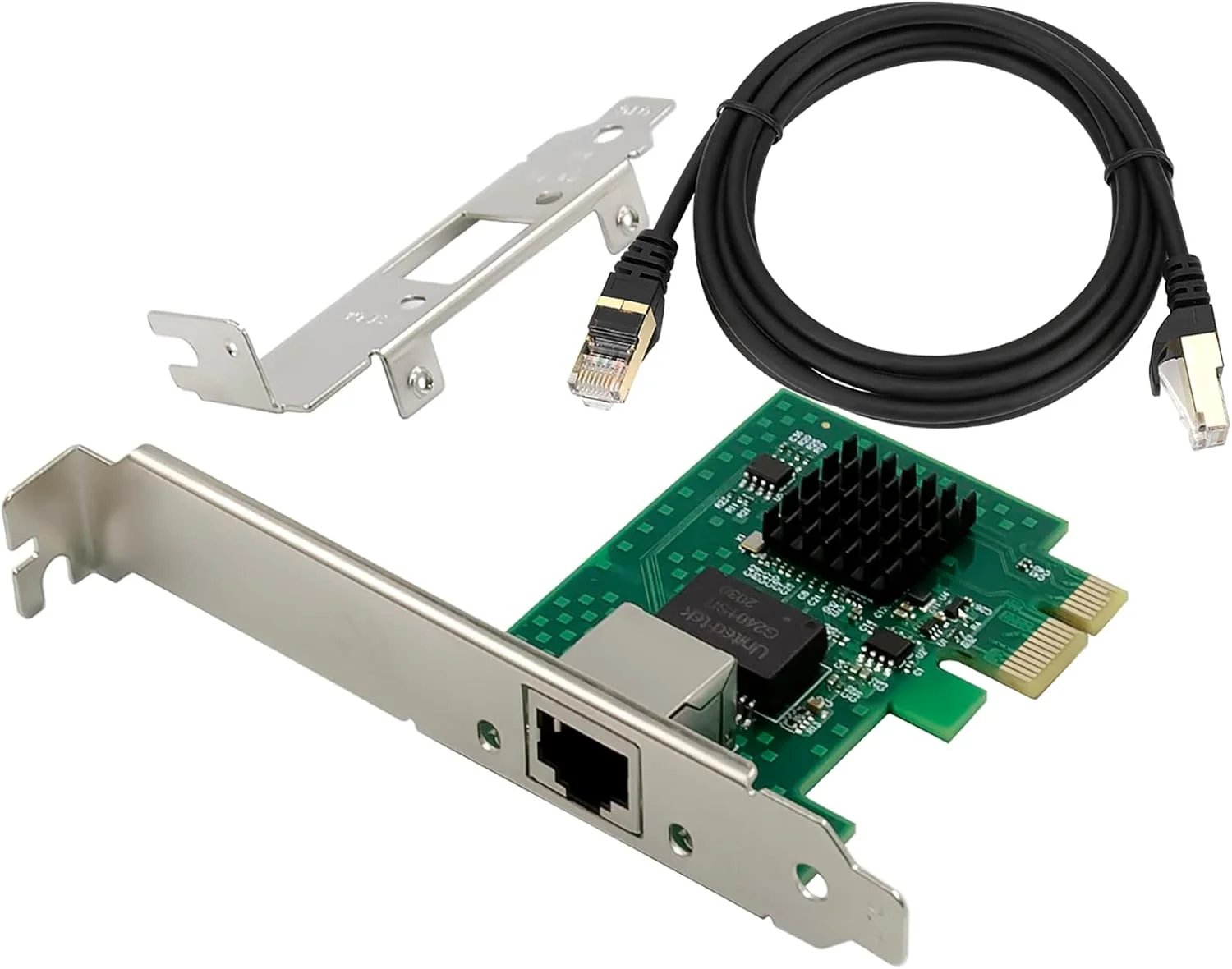 آداپتور شبکه ULANSeN 2.5GBase-T PCIe 3.1 با کابل اترنت Intel I225-V+3ft Cat8، کارت اترنت گیگابیتی PCI Express 2500/1000/100Mbps RJ45 LAN Controller برای ویندوز 10/11 با براکت Low Profile