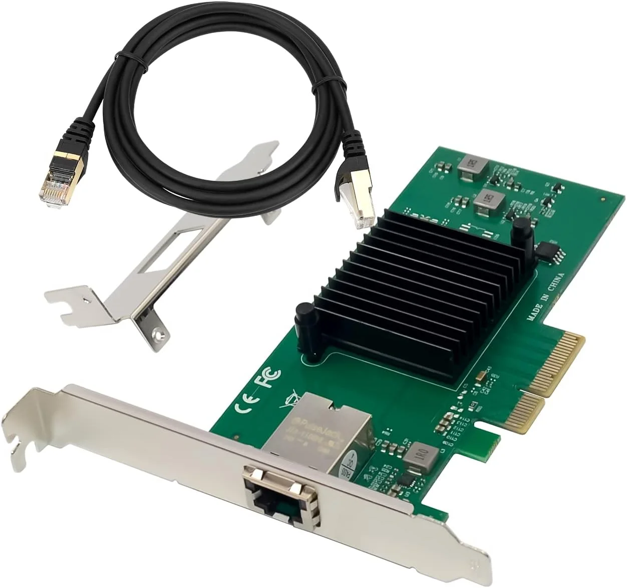 آداپتور کارت شبکه 10G PCIe ULANSeN با چیپست AQC107 + کابل اترنت Cat8 به طول 3 فوت، کارت اترنت گیگابیتی PCI Express 10GB/5GB/2.5GB/1000M RJ45 LAN Controller با پشتیبانی از PXE