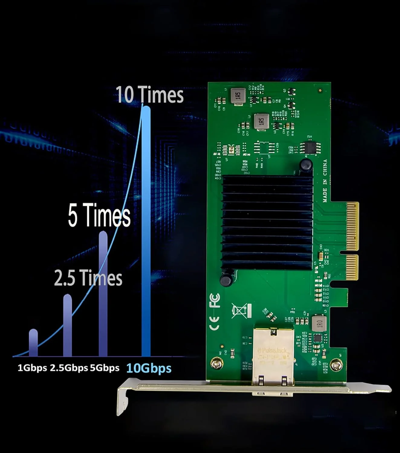 آداپتور کارت شبکه 10G PCIe ULANSeN با چیپست AQC107 + کابل اترنت Cat8 به طول 3 فوت، کارت اترنت گیگابیتی PCI Express 10GB/5GB/2.5GB/1000M RJ45 LAN Controller با پشتیبانی از PXE