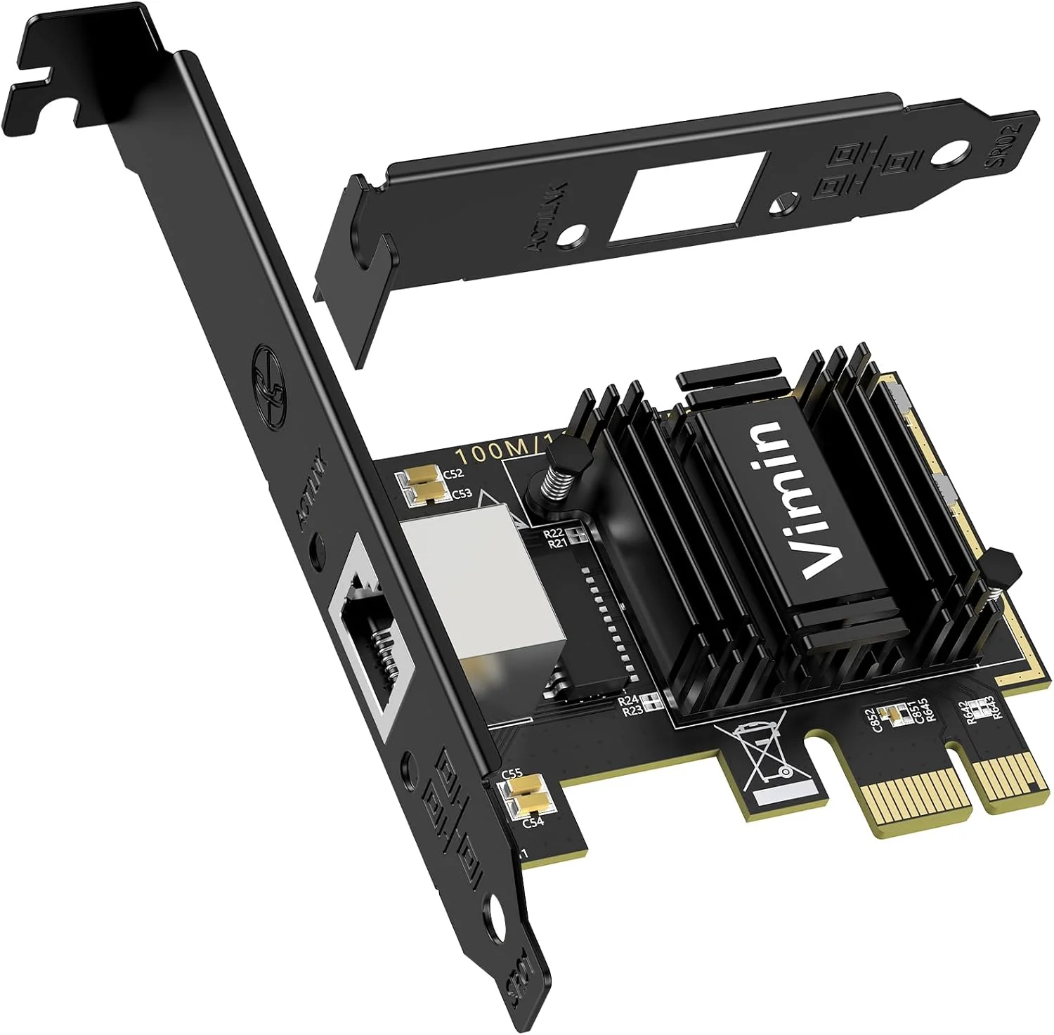کارت شبکه 5G ویمین با Realtek RTL8126، کارت شبکه 5G Base-T PCIe NIC، کارت اترنت گیگابیتی PCI Express 10/100/1000M/2.5G/5G پشتیبانی از سیستم عامل های ویندوز 11/10/8.1/8/7 و لینوکس