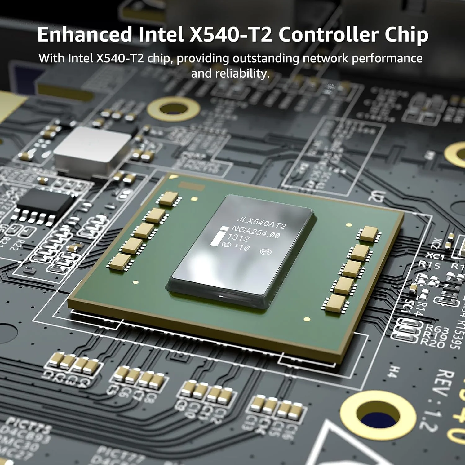 کارت شبکه 10G PCI-E با دو پورت RJ45 10 گیگابیت بر ثانیه، کنترلر Intel X540-T2، کارت آداپتور اترنت 10 گیگابیتی VIMIN سازگار با PCI Express X8، X16، پشتیبانی از Windows/Windows Server/Linux/VMware