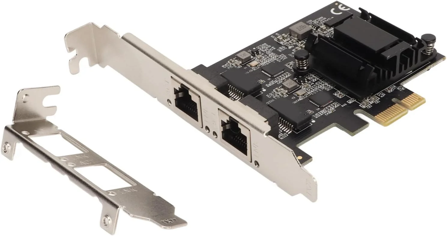 کارت شبکه دو پورت PCIe 2.5G - کارت شبکه اترنت RJ45 با سرعت بالا 2500/1000/100 مگابیت بر ثانیه با کنترلر LAN RTL8125B، ایده آل برای سیستم های ویندوز/لینوکس