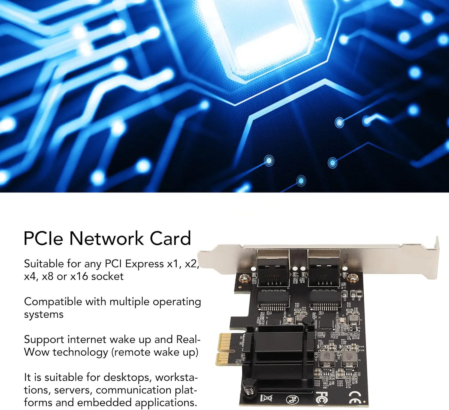 کارت شبکه دو پورت PCIe 2.5G - کارت شبکه اترنت RJ45 با سرعت بالا 2500/1000/100 مگابیت بر ثانیه با کنترلر LAN RTL8125B، ایده آل برای سیستم های ویندوز/لینوکس