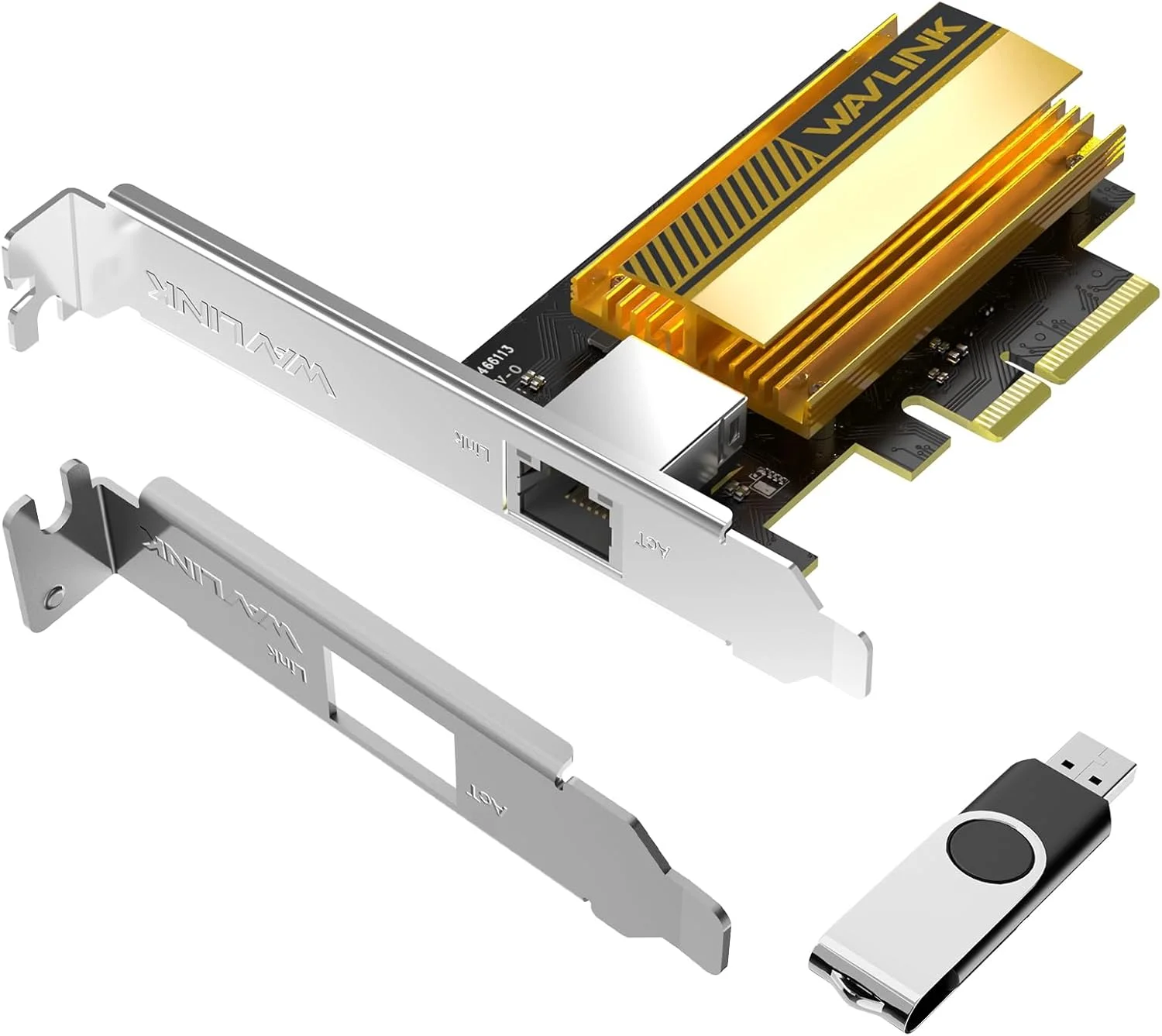 کارت شبکه WAVLINK 10G Base-T PCIe، آداپتور اترنت PCI Express با سرعت 10000/5000/2500 مگابیت بر ثانیه با کنترلر AQC113، کارت شبکه 10G برای ویندوز 11/10 و لینوکس با براکت کم ارتفاع