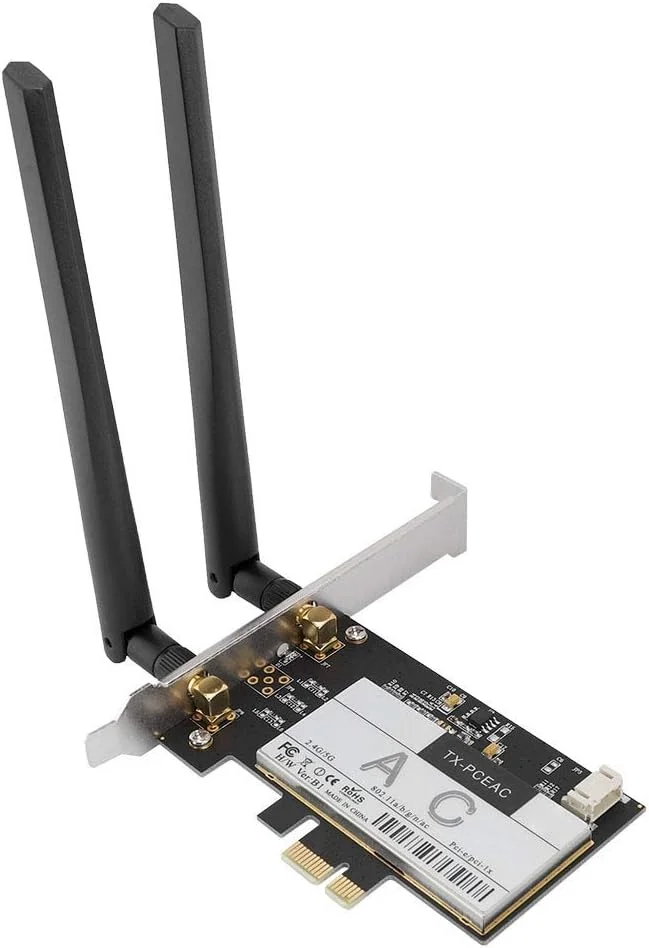 کارت شبکه بی‌سیم دو بانده، کارت شبکه PCI-E برای رایانه شخصی رومیزی 1300 مگابیت بر ثانیه + بلوتوث 4.1 برای Qualcomm QCNFA344، کارت بلوتوث WIFI دو بانده 2.4/5 گیگاهرتز PCI Express X1