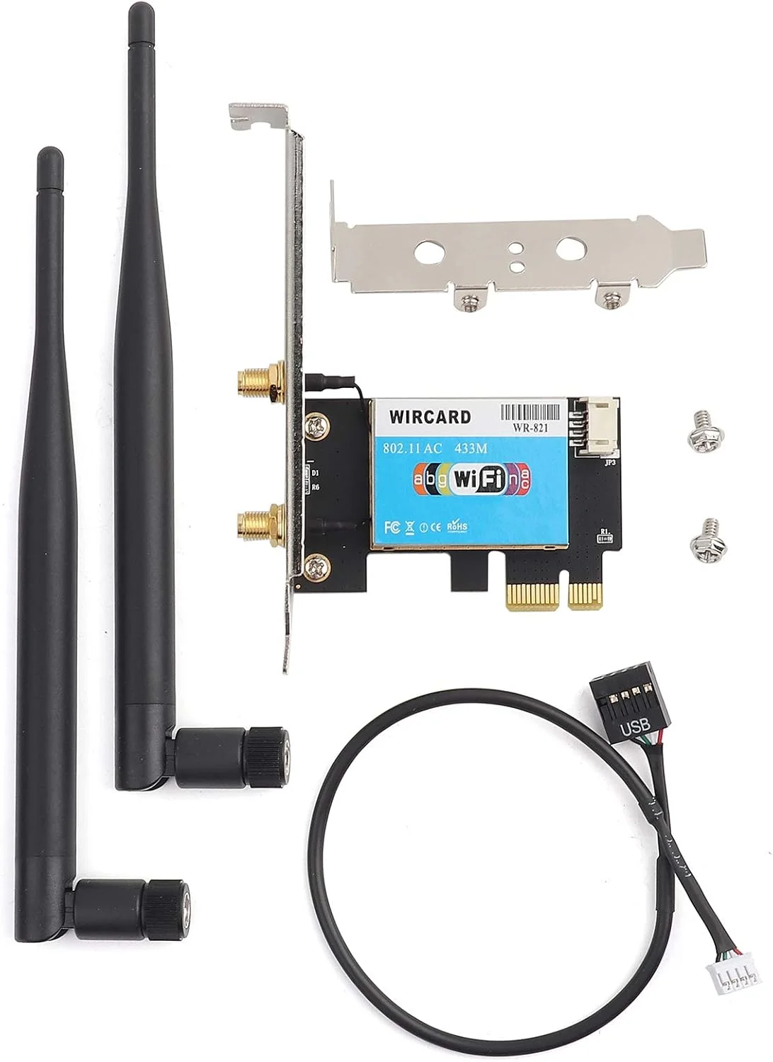 کارت شبکه بی سیم PCIE، کارت شبکه PCIE با سرعت 433 مگابیت بر ثانیه، دو باند 2.4G/5G، سرعت انتقال بالا، سازگاری دقیق، برای کامپیوترهای رومیزی